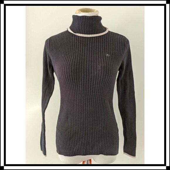 Izod Tops - IZOD Black w/Ecru Trim  Turtleneck Sz L